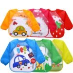 Long Sleeve Waterproof Baby Bibs Cute Cartoon Bear Baby Feeding Bibs Lace Up Design Newborn  Colour : orange/pink/blue - ছবি 3