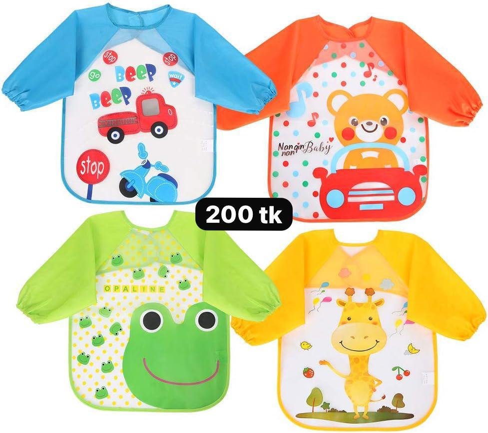 IMG-20250812-WA0179 Long Sleeve Waterproof Baby Bibs Cute Cartoon Bear Baby Feeding Bibs Lace Up Design Newborn Colour : orange/pink/blue - Image 1