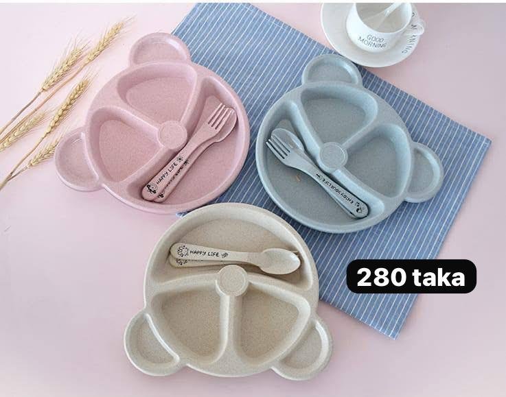 IMG-20250812-WA0183 Fractal Bear Kids Plate Set easily attract kids' attention increase eat interesting designed for children 1 set - Image 1