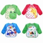 Long Sleeve Waterproof Baby Bibs Cute Cartoon Bear Baby Feeding Bibs Lace Up Design Newborn  Colour : orange/pink/blue - ছবি 4