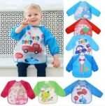 Long Sleeve Waterproof Baby Bibs Cute Cartoon Bear Baby Feeding Bibs Lace Up Design Newborn  Colour : orange/pink/blue - ছবি 5
