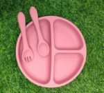 সিলিকন বেবি ফিডিং প্লেট সেট (স্পুন ও ফর্কসহ) - Image 5